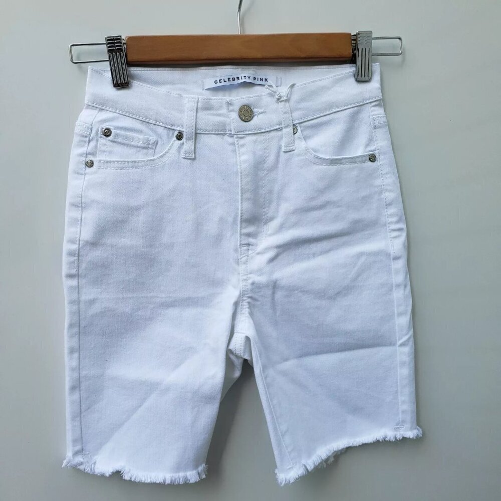 Celebrity Pink White Raw Hem Shorts Women''s Sz 0
